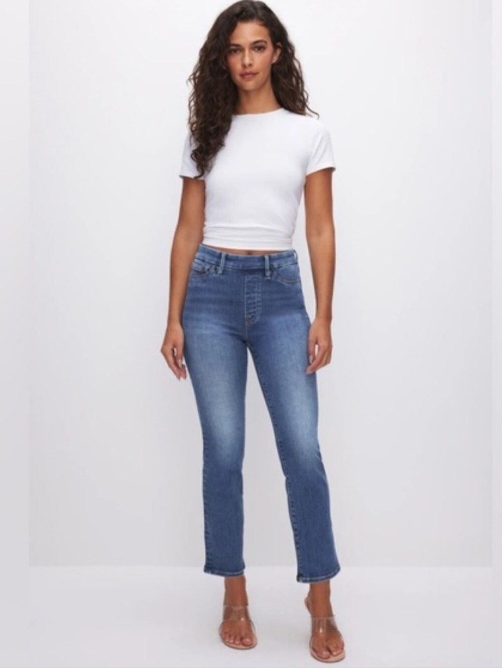 GOOD AMERICAN POWER STRETCH Pull On Straight Leg Blue Jeans Sz XL NWT